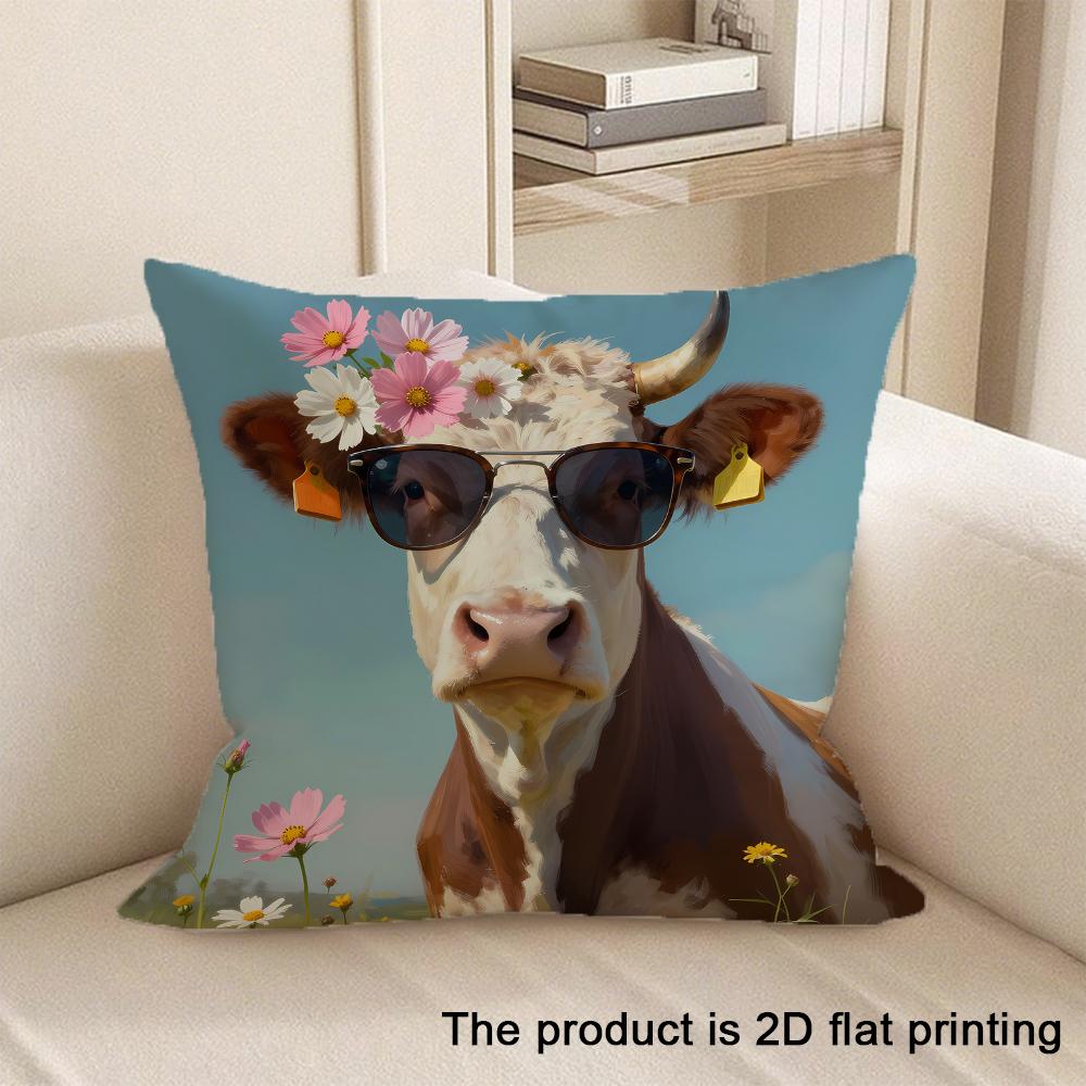 1pc Cute Animal Pattern 2D Flat Printing Pillowcases Sofa cushion cover home bedroom room decoration