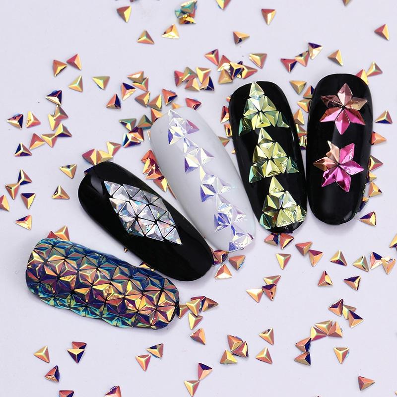 6 Boxes Chameleon AB Color Nail Sequins Set Triangle Rhombus Colorful Flakes Nail Art Decorations