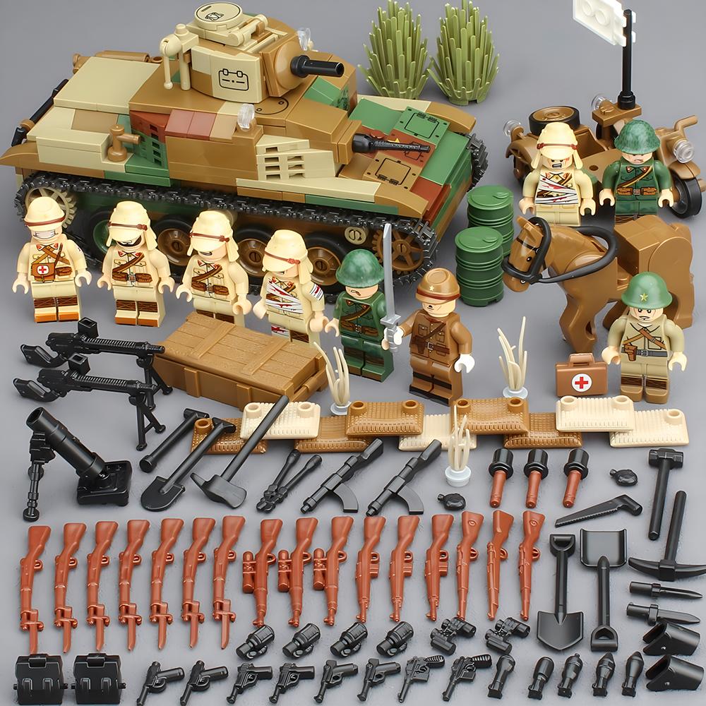Żołnierz II Wojny Światowej Armia Japońska 89 92 Gąsienicowy Czołg Bojowy Model Broni Wojskowej Ciężki Pojazd Pancerny Typu Klocki Budowlane Cegły Zabawka