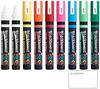 Mitsubishi Pencil Wasserlöslicher Tafelstift Posca Pigment auf Wasserbasis Mittlere Spitze PCE-200-5M, 8 Farben (2 weiße Stifte) + LocoNeko Karte