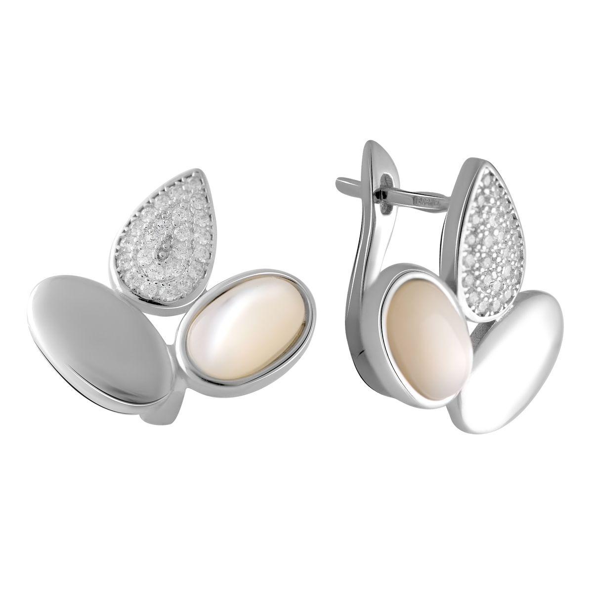 

Срібні сережки з натуральним перламутром (2055853) білий