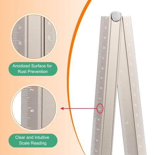 uxcell 30cm Folding Straight Ruler, Metric Aluminum Alloy Protractor, Foldable Angle Ruler, Geometry Measuring Tool for Architects, Artists, and Offic