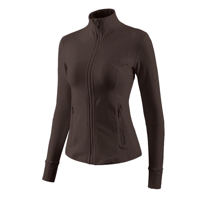 Women's Quick-Dry Slim Fit Yoga Jacket - Stand-Up Collar, Zipper, Long Sleeve for Running & Cycling in Autumn