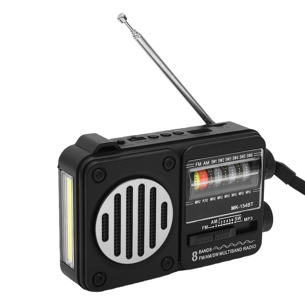 AM FM SW Radio USB Rechargeable Support Memory Card USB Playing Portable Bluetooth Radio with Flashlight Large Knob