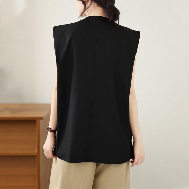 sleeveless oversized shirts & blouses for blouse Casual loose summer tops women button up shirt