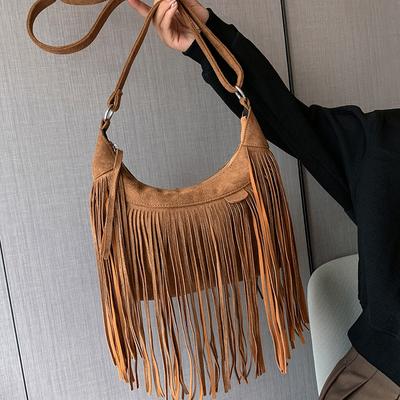 New Women's Bag Retro Popular Ladies Shoulder Bag Simple Crossbody Bag Tassel Large-capacity Bag Female