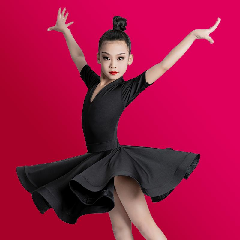 Girls Professional Latin Dancing Dress Kids Ballroom Salsa Dance Wear Clothing Children's Competitions Latin Stage Wear Clothes