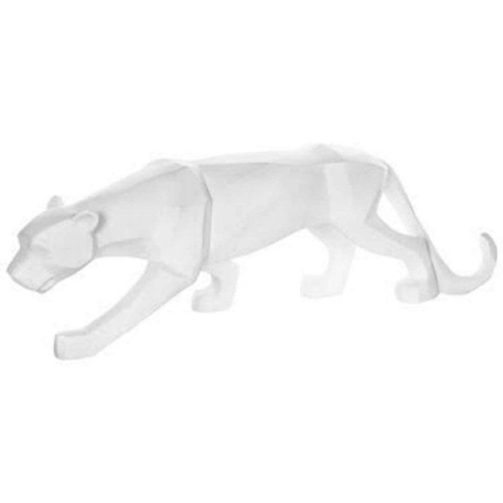 Panther/Cheetah/Jaguar Showpiece/Leopard Resin Animal Showpiece for Home Décor Showpiece & Living Room Gift Item (White)