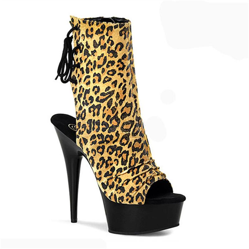 

Водонепроницаемые летние короткие ботинки из Тайваня, дышащие, черные, с низким каблуком и леопардовым принтом, с клеящейся подошвой высотой 15 см, женские модные ботинки с круглым носком 46 леопардовый