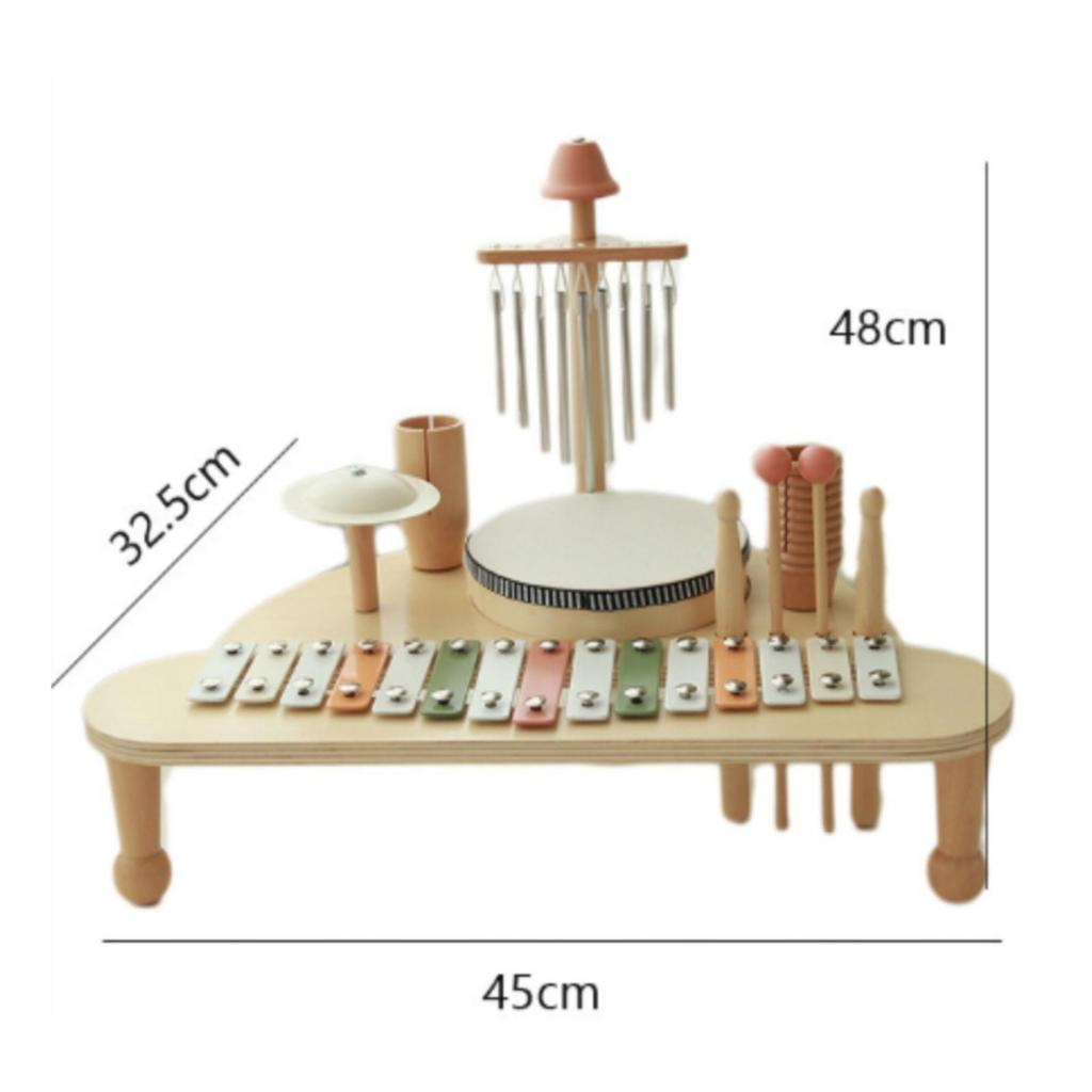 Wooden Musical Activity Stand Rounded EdgesPercussion Toy ChildFriendly Kids Percussion Set