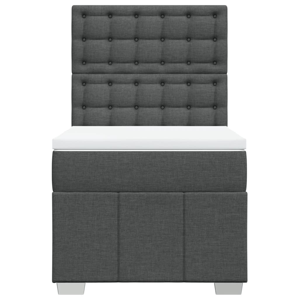 Box Spring Bed with Mattress Dark Gray 90x190 cm Fabric
