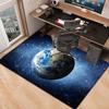 Earth In Space Rug for Modern Living Room - Galaxy Theme Carpet Large Size Area Rug, Futuristic Home Decor Skid Resistant Carpet