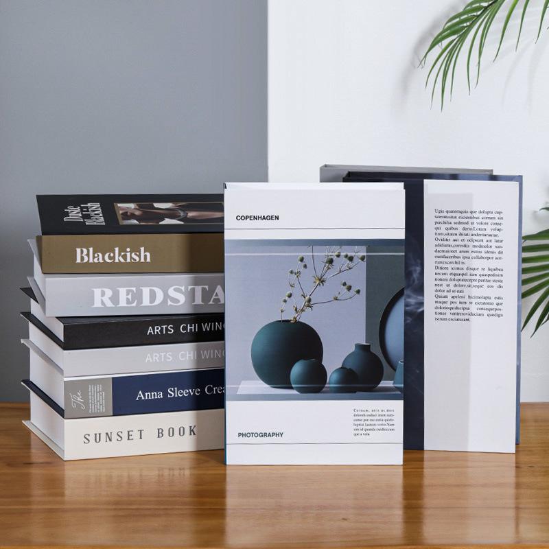 Nordic Minimalist Decorative Bookshelf Props for Modern Living Room and Wine Cabinet Display