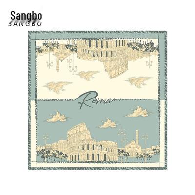 Sangbo Reversible Roman Green Silk Scarf & Umbrella Set