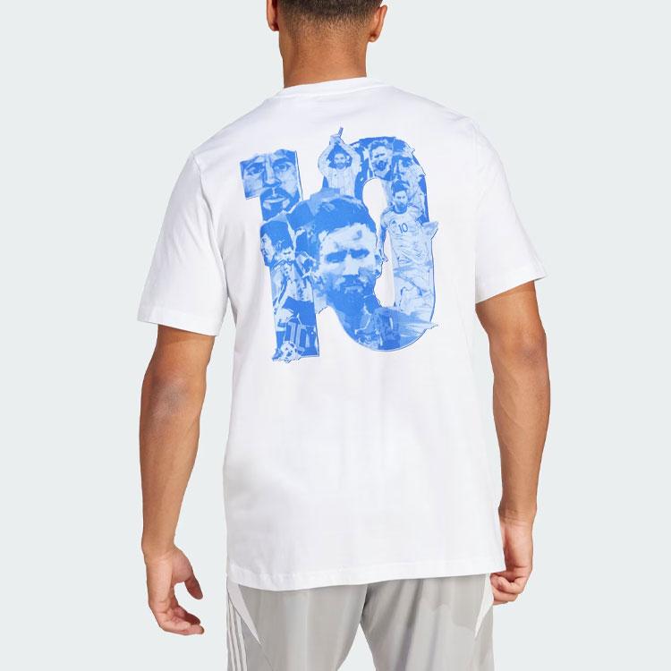 adidas Messi T Shirts Men's White Crew Neck Moderate Straight Fit IT7081-