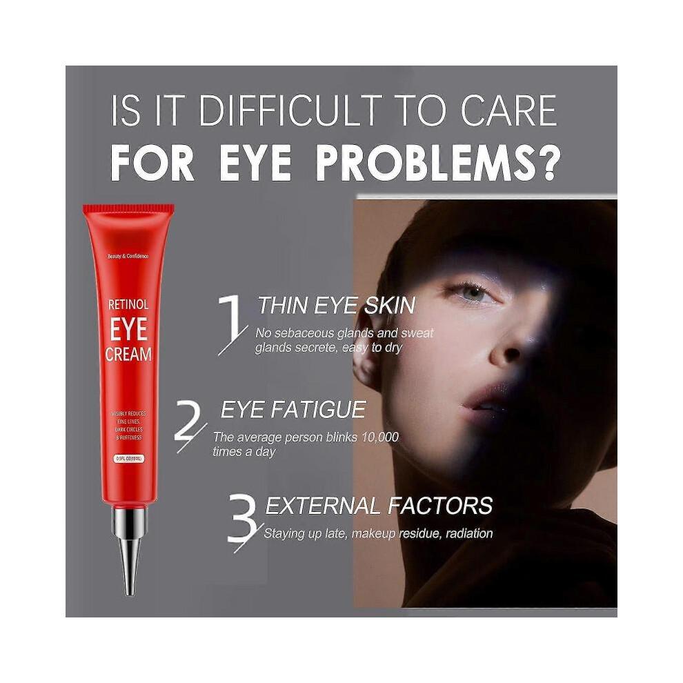 Retinol Caffeine Eye Cream, Eye Cream for Dark Circles and Puffiness, Anti-Aging Eye Cream, Reduce Fine Lines