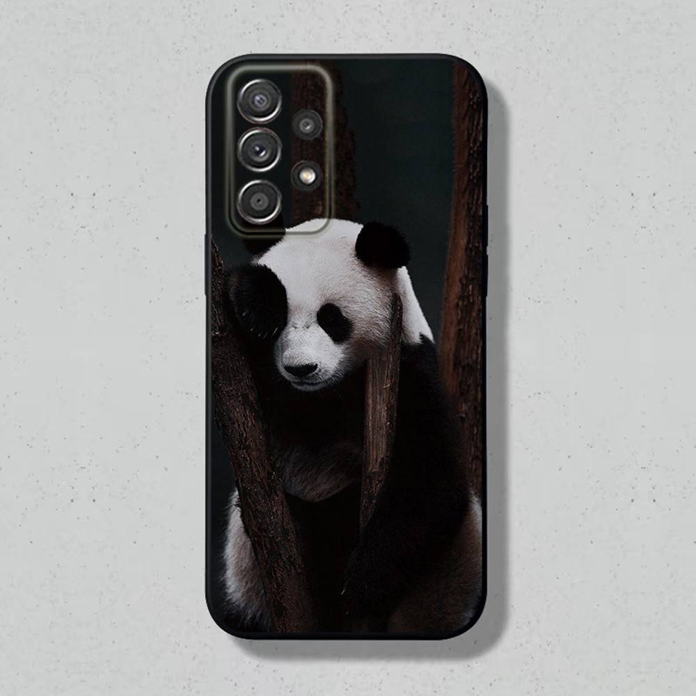 Cute Panda Phone Case For Samsung S25,24,23,22,21,20,10,10E,9 Plus FE Note 20 Plus Soft Black Cover Shell