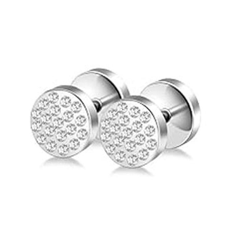 Pendientes Redondos de Acero Inoxidable con Cruz y Goteo de Aceite para Hombre