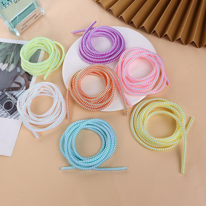 New 1.5M Plating Color TPU Spiral USB Charging Cable Protector for iPhone Samsung Huawei Earphone Cord Line Protection
