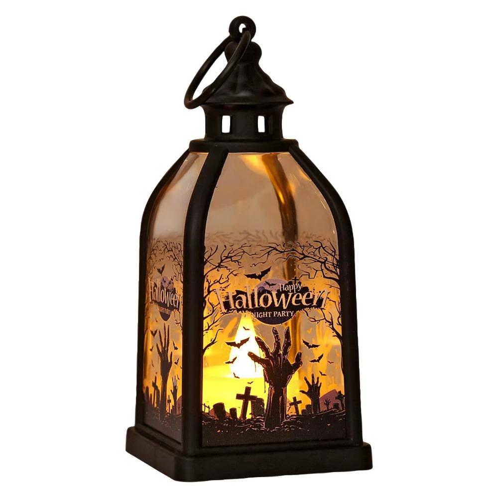 Creative Halloween LED Lamp Battery Powered Decorative Halloween Night Light Portable Handheld Ghost Lantern Car Interior