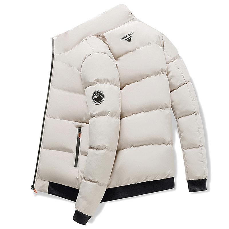 

Стеганая одежда мужская осенне-зимняя свободная утолщенная ветрозащитная теплая хлопковая одежда повседневная куртка из хлопка с отложным воротником M хаки