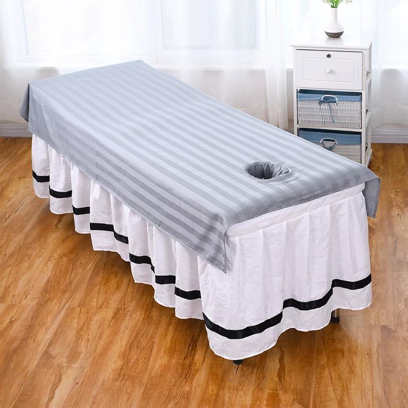 Silky Cotton Washable Wrinkle Resistant White Beauty Bed Sheet Beauty Salon Specific Single Piece Massage Bed Towel with Holes Easy To Dry Bedding