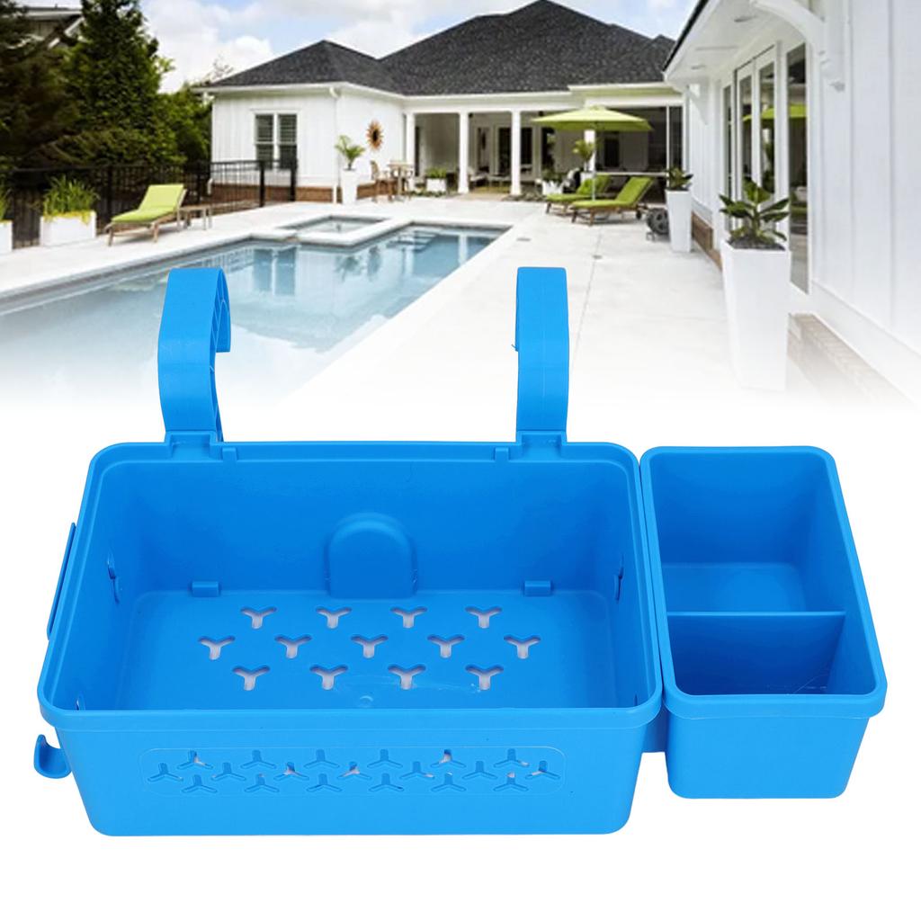 Poolside Storage Basket Thickened Swimming Pool Hanging Basket with Cup Holder for 2.3in Or Less Top
