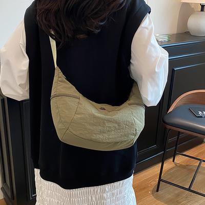 Canvas Bag Korean Lazy Wind Large-capacity Bag Women's 2025 New Spring and Summer Niche One-shoulder Messenger Bag Dumpling Bag