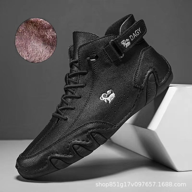 Didi Ram popular men's shoes high-top cotton shoes men's casual shoes winter velvet thickened shoes Martin boots men's