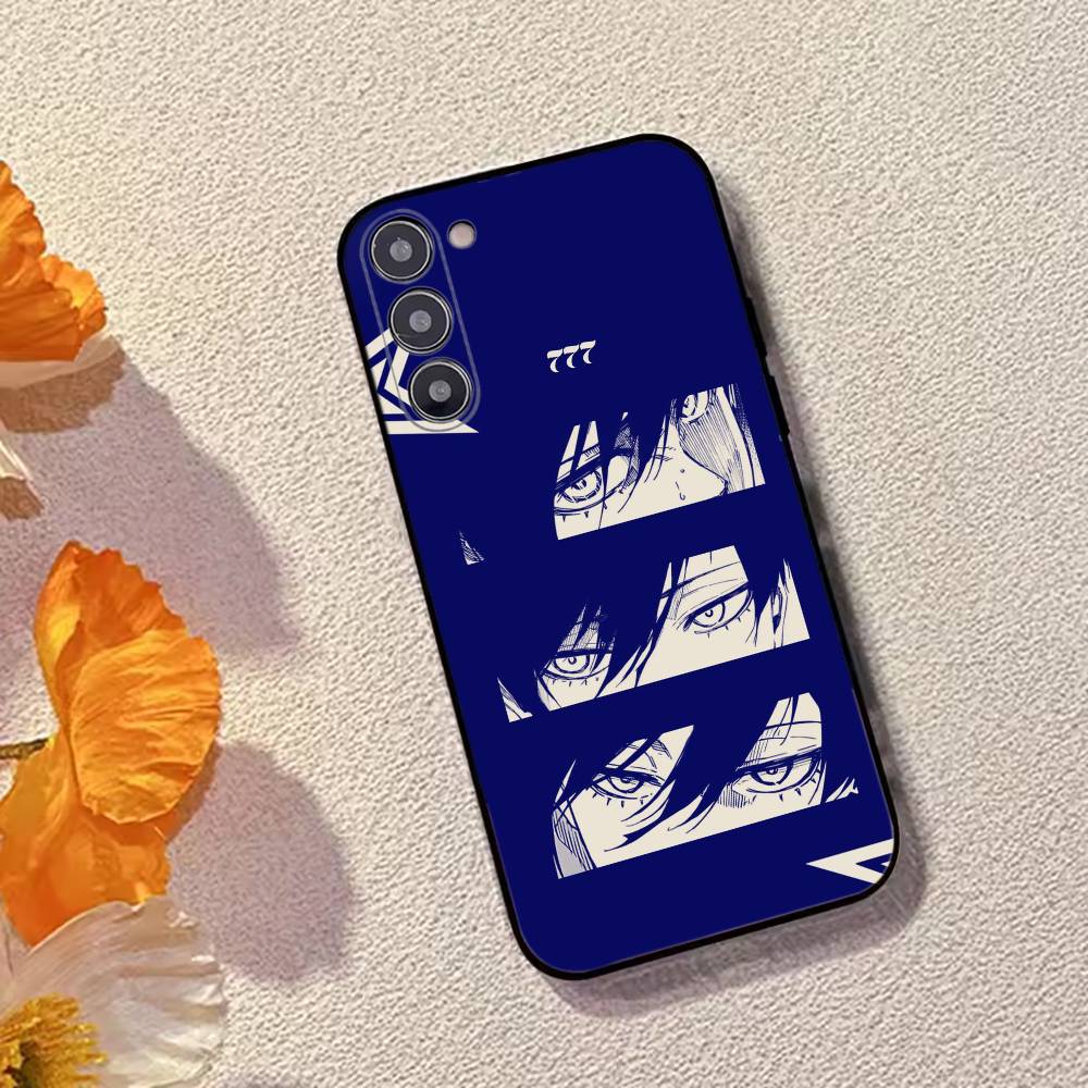 Anime B-Blue L-Lock Phone Case For Samsung Galaxy A73,A72,A71,A70,A53,A52,A51,Soft Silicone Black Cover