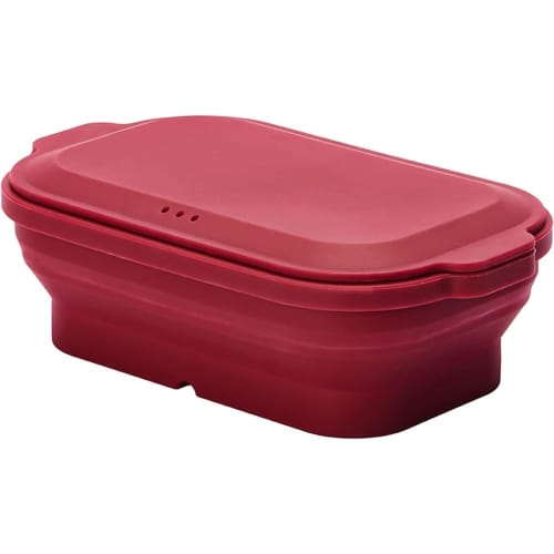 SG-05 tone Silicone Steamer with Lid that Transforms into a Plate, Square, Microwave Cooking, Steamer, Recipe Included, Foldable, Dishwasher Safe (Win