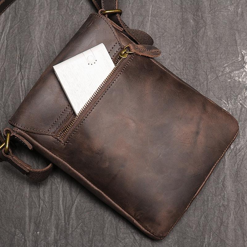 High Quality Messenger Bag for Men Genuine Leather Crossbody Bag Male Easy Travel Shoulder Bag for Tablet Men's Leather Handbag