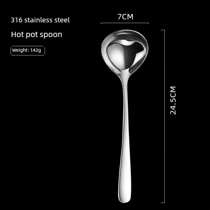 Xuanyuzhen 316L Stainless Steel Spoon Home Ladle Hot Pot Spoon Oven Mitts Soup Spoon Colander Thicken and Lengthen Colander All 316L Spoon