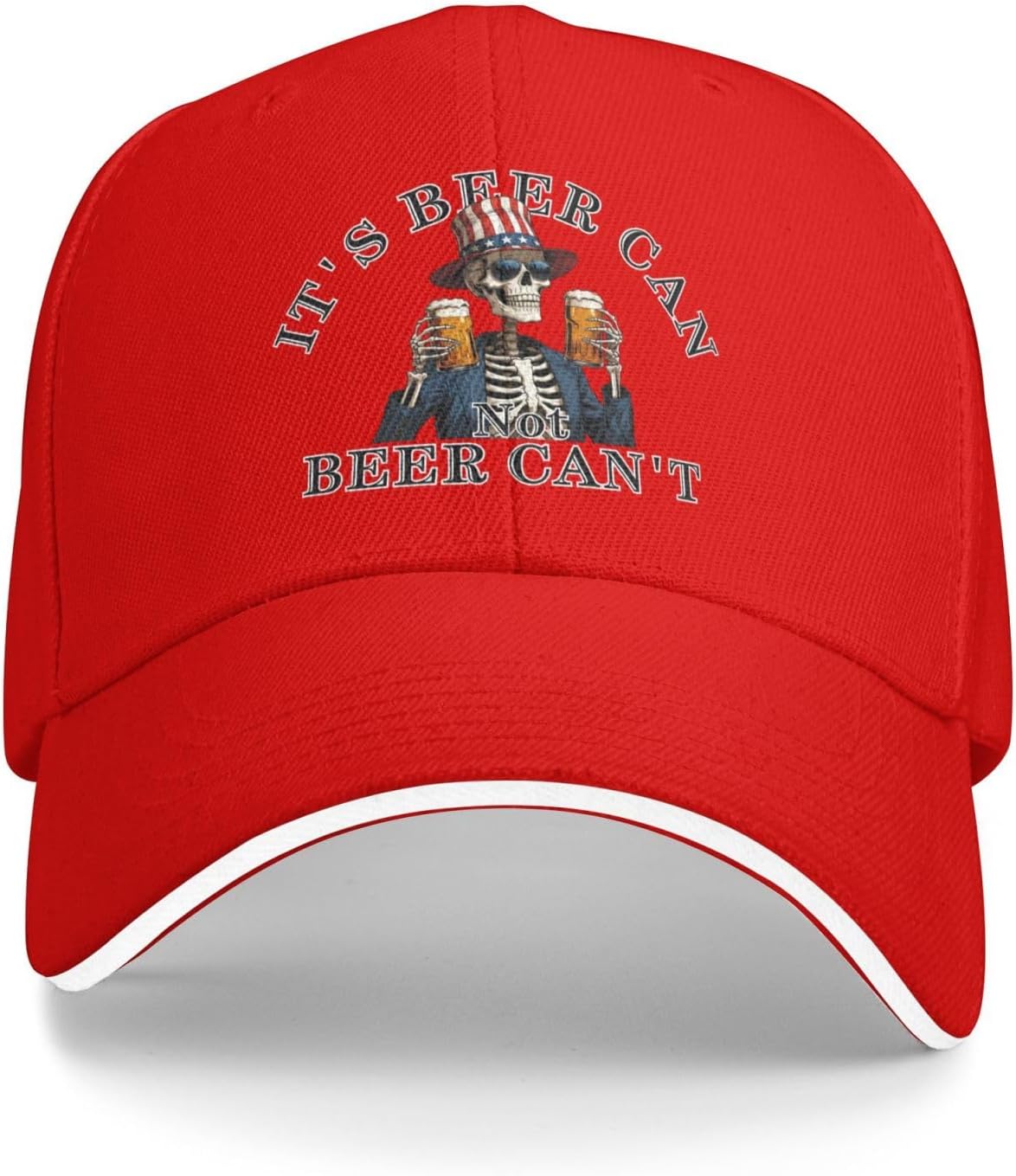 Its Beer Can Not Beer Cant Skeleton Baseball Cap Funny Drinking Unisex Polyester Trucker Hat One Size