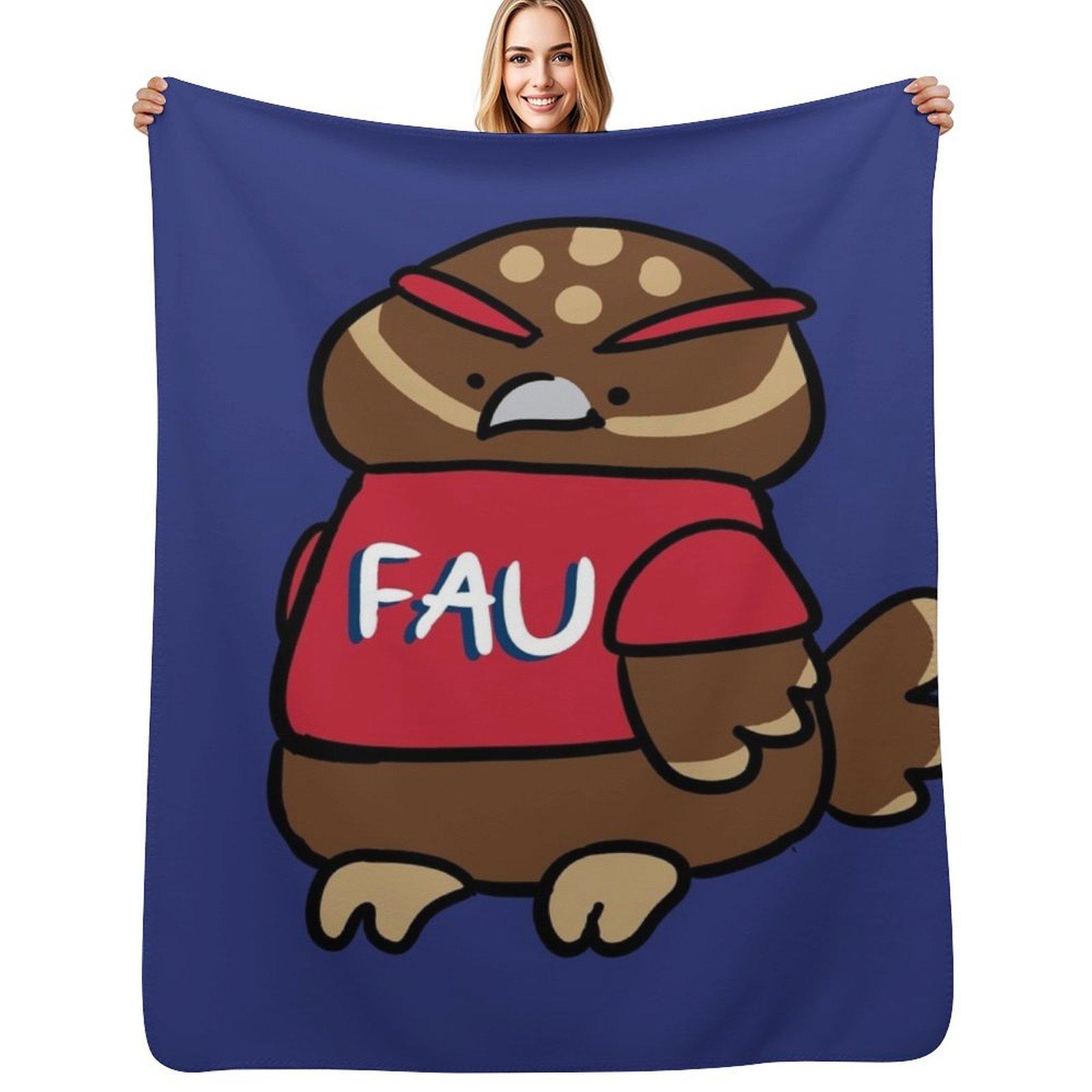 Owlsley the Owl Florida Atlantic University Throw Blanket Ultra Soft Flannel Fleece Blanket for All Seasons 102x76cm(40x30in)