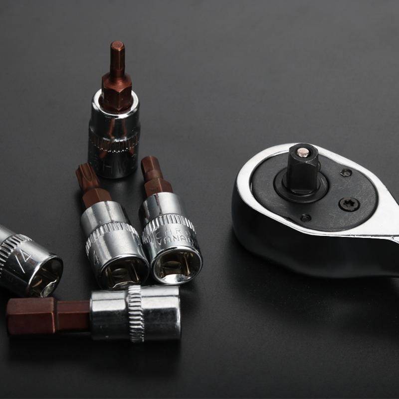 1/4" Torque Ratchet Wrench Set Bicycle Repair Tools For Vehicle Bike Socket Screwdriver Kit Cycling Allen Key Spanner Hand Tool