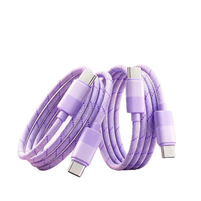 60W Pd Fast Charging Cable For 15/16/17 Usb Type C To C Quick Charger Cord Nylon Braided Charger Power Wire