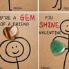 Handmade Valentine Greeting Card 24 Pack Festive Decoration Valentines Heart-shaped gemstone Greeting Card Party Gift