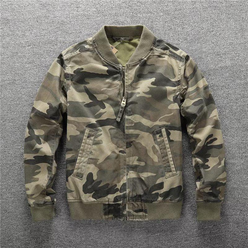 

Men s Retro Camouflage Baseball Jacket - European & American Autumn/Winter Fashion XXXL синій