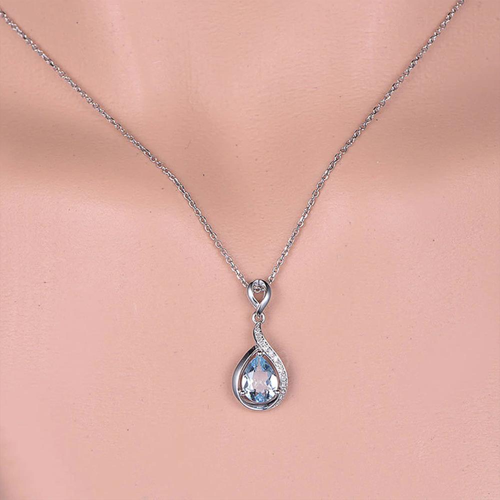 Graceful Engagement Party Pendant Necklaces for Women Water Drop CZ Stone High Quality Jewelry Female Statement Necklaces