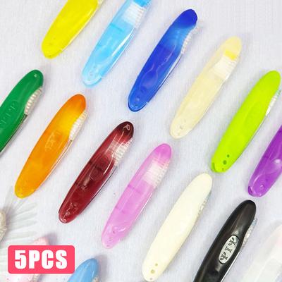 5 Piezas Cepillo de Dientes Plegable Portátil Cepillo Suave Cepillo de Dientes Carbón de Bambú Ultra Cepillo de Dientes de Viaje Suministro para Camping Cuidado Bucal