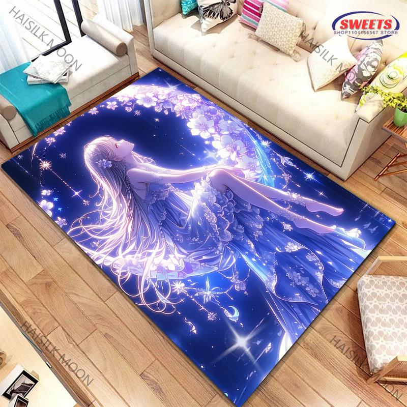

Moon Night Long Hair Girl Romantic Carpet Living Room Rug 40x60cm