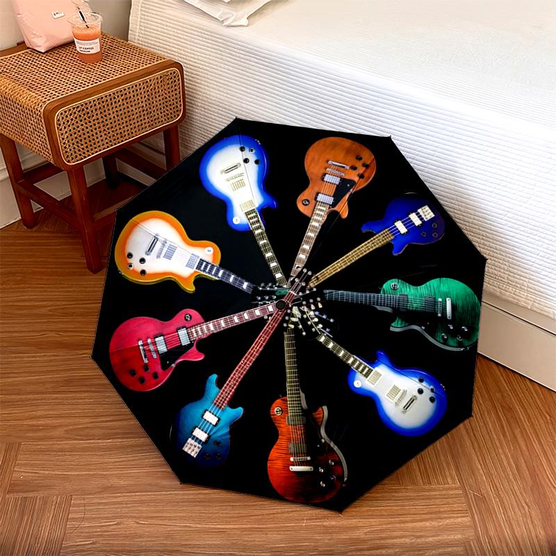 1PC electric guitar Umbrella Portable Folding Umbrella Iron Frame Hole Bone Structure Outdoor Home Umbrella A11