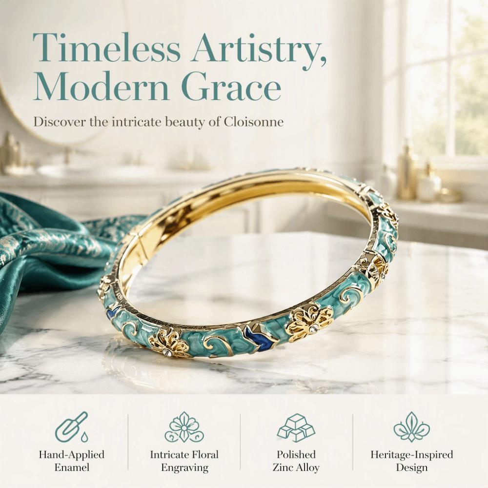 Traditional Flower Bangle Enamel Women's Hand Bracelet Vintage Cloisonne Bangle  Jewelry Gifts