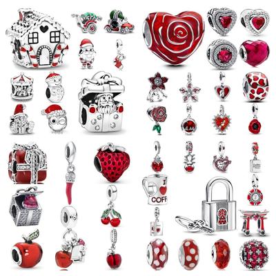 Red Christmas, Apple, Flower, Heart Shaped Bead Pendantcopper Suitable For European Original Bracelet Diy Exquisite Jewelry