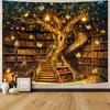Spenlife Magical Library Tree Of Life Wall Tapestry, Fantasy Bookshelf Tree Tapestries For Room Decor, Enchanted Tapestry