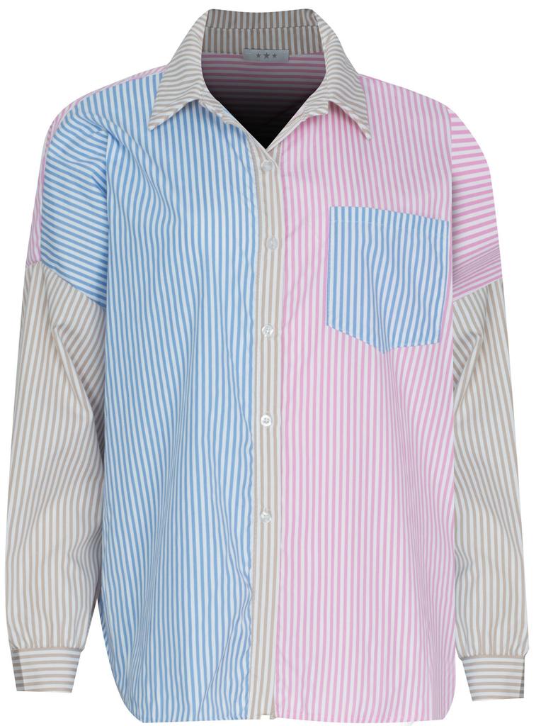 Fashion - Women' Striped Shirt - Id8900 Brown One Size