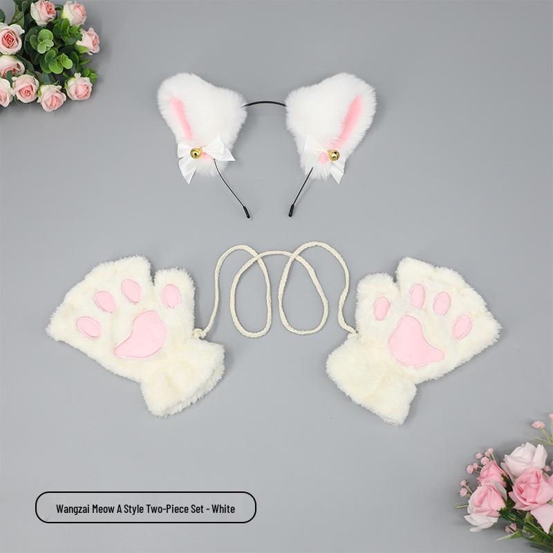 Cute Kitten Cosplay Set: Cat Ears Headband, Paw Gloves & Tail Accessory
