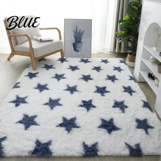 Soft Area Rug Floor Carpet Star Fluffy Tie-Dye Modern Long Plush Non-slip Machine Washable Living