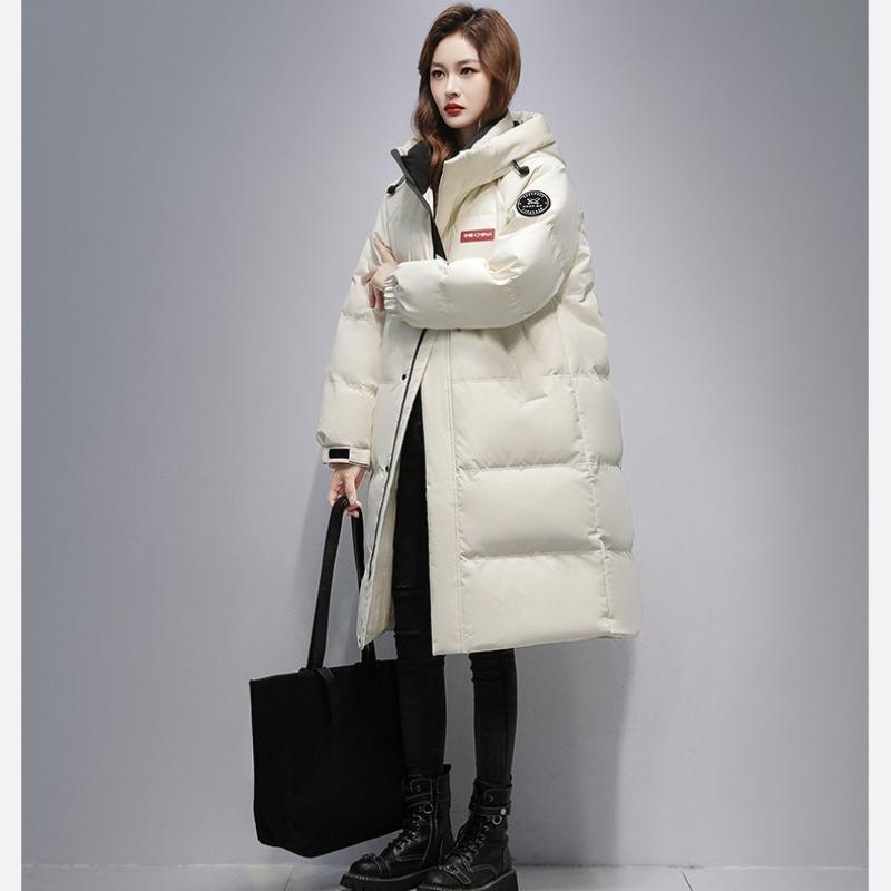 Winter  Over The Knee Hooded Mid Length Unisex Cotton Jacket, Loose and Thick, Warm Couple Jacket for Women